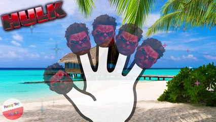 RED HULK on the beach 3D Finger Family Nursery Rhymes Lyrics