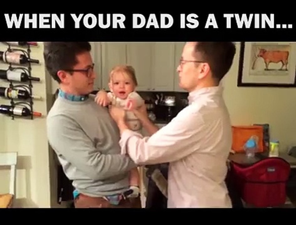 Such a laugh... The baby is just so cute and confused... The best thing is not only do they look identical they laugh ex