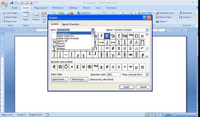 Insert the Tick Symbol in Microsoft Word