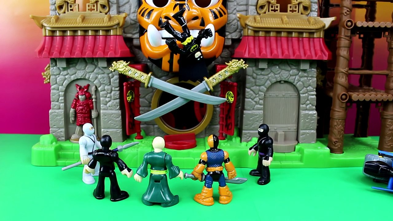 Imaginext Nightwing saves Batman from Slade and ninja master warriors Samurai DC superhero