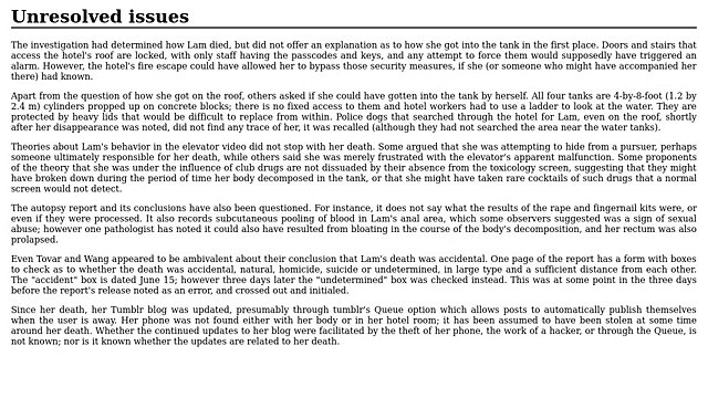 Unresolved issues Death of Elisa Lam 1 (News World)