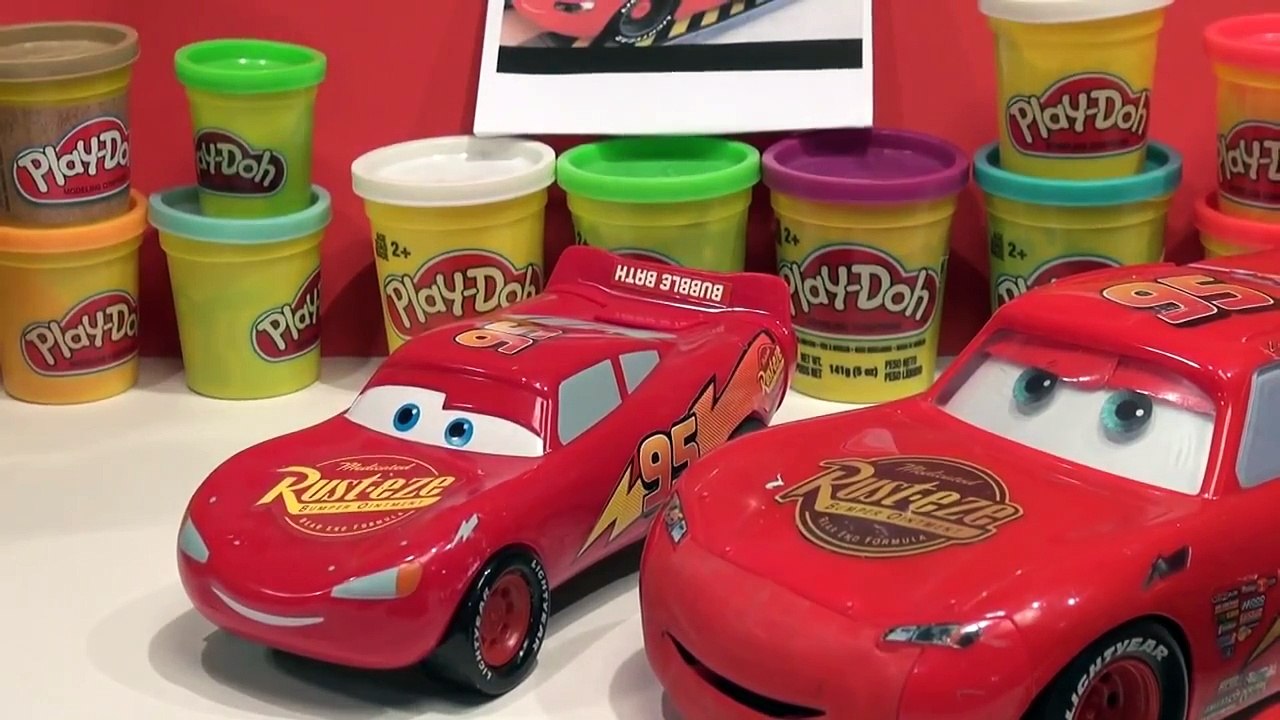 Play Doh Firey Fast Talkin Lightning McQueen made from a Klip Kitz Fiery Lightning McQueen