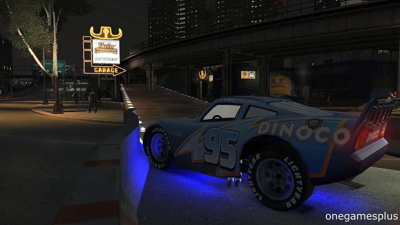 Night Race Street Drifting Track Dinoco McQueen Disney pixar car by onegamesplus