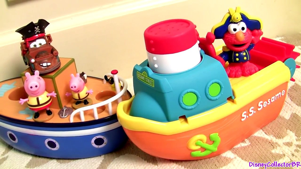 Peppa Pig Pool Party with Captain Elmo & Pirate Mater Bath Water Toys Sesame Street Nickelodeon