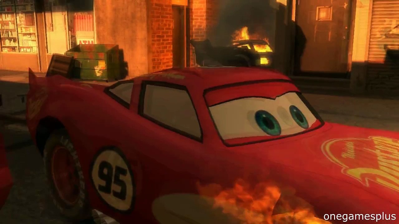 Jumping couple Disney car Dinoco and Lightning McQueen nine jumps