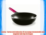 Castey - Sarten wok induccion 28 cm mango desmontable mod magenta todo tipo de fuegos