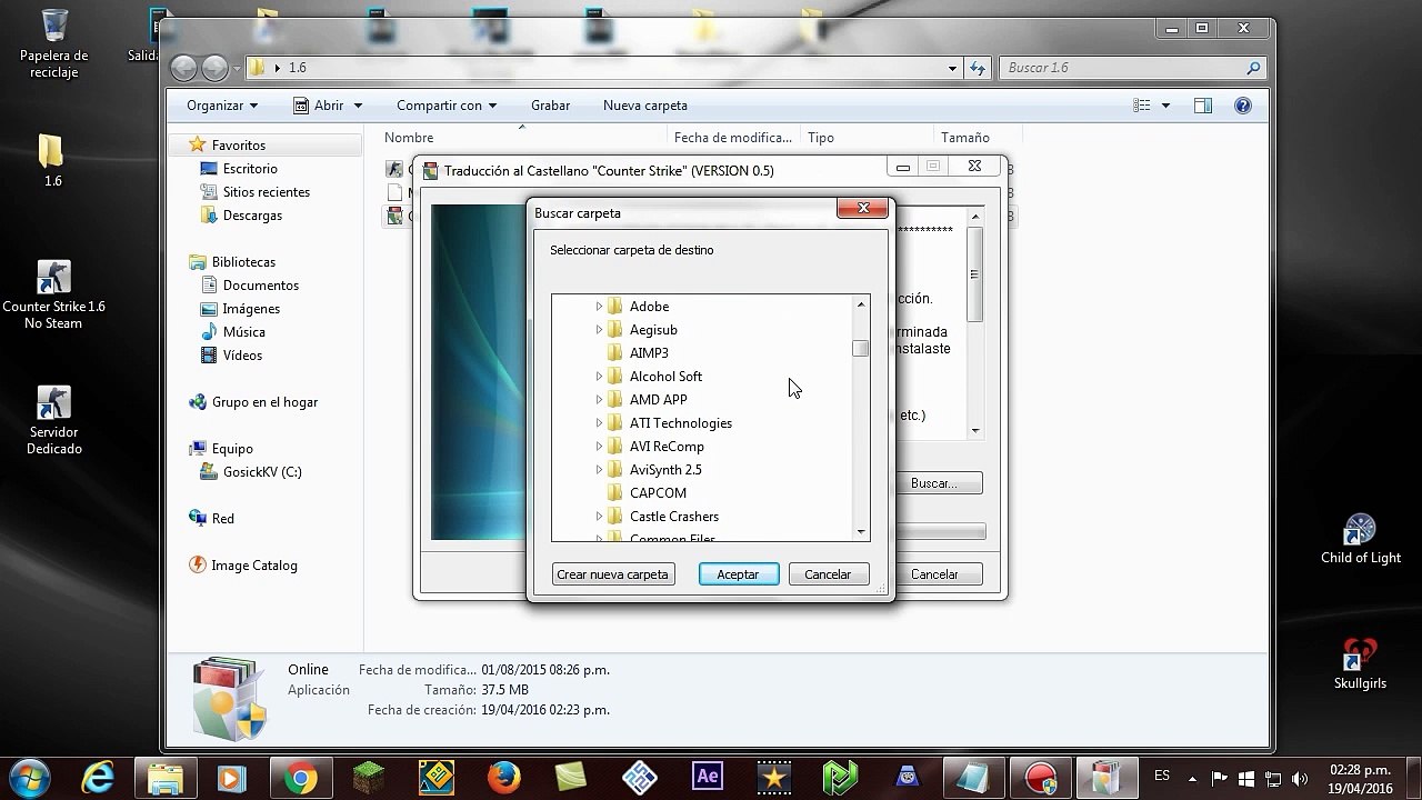 Descargar e instalar Counter Strike 1.6 No Steam  + Online