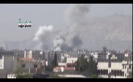 شام ريف دمشق حمورية تصاعد كثيف للدخان جراء القصف العشوائي 4 11 2012