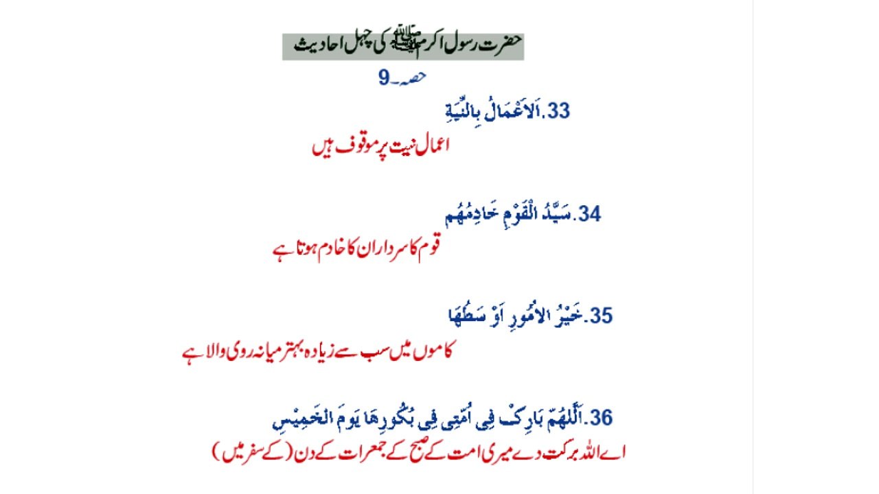 40 Ahaadees (Traditions) Holy prophet P-5 Dr NA Mazhar (Dr alternative medicine)