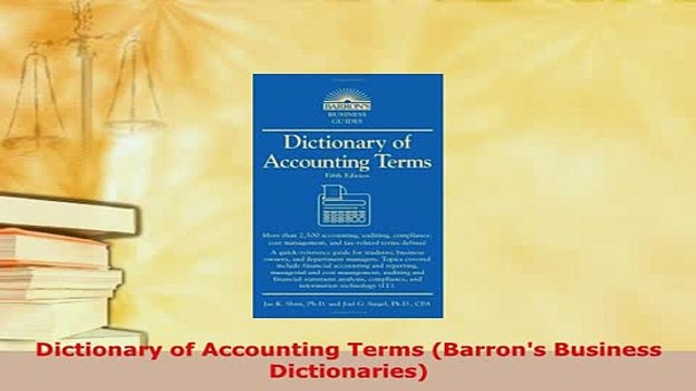 PDF Dictionary of Accounting Terms Barrons Business Dictionaries Free Books