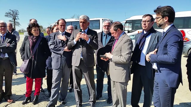 Visite d'Hervé Morin sur le chantier de la déviation de Marcey-les-Grèves