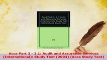 Download  Acca Part 3  31 Audit and Assurance Services International Study Text 2003 Acca PDF Book Free