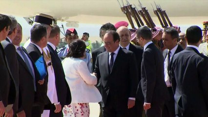 وصول الرئيس الفرنسي الى الاردن