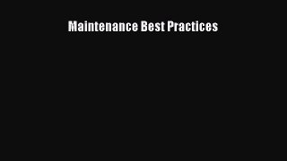 Read Maintenance Best Practices Ebook Free