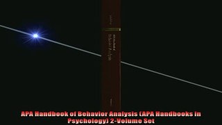 FREE DOWNLOAD  APA Handbook of Behavior Analysis APA Handbooks in Psychology 2Volume Set  BOOK ONLINE