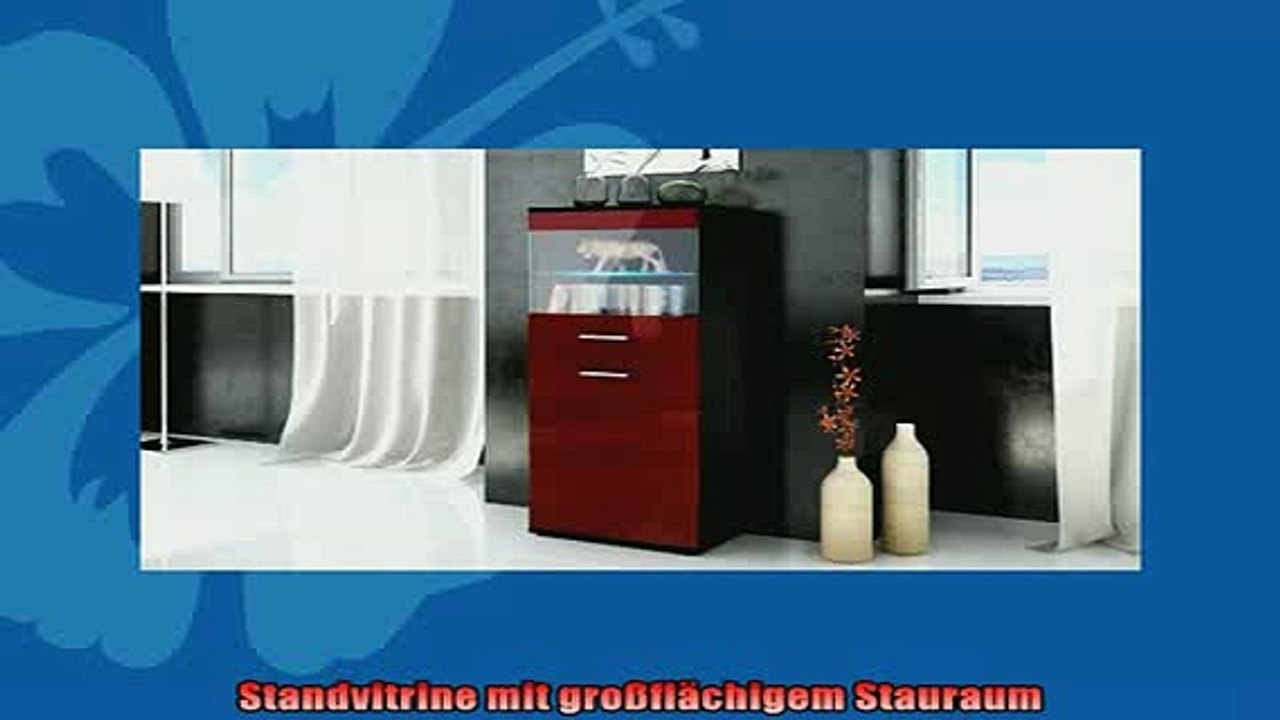 Beste Produkt  Standvitrine Hochschrank Almada in Schwarz  Bordeaux Hochglanz Vorbestellung