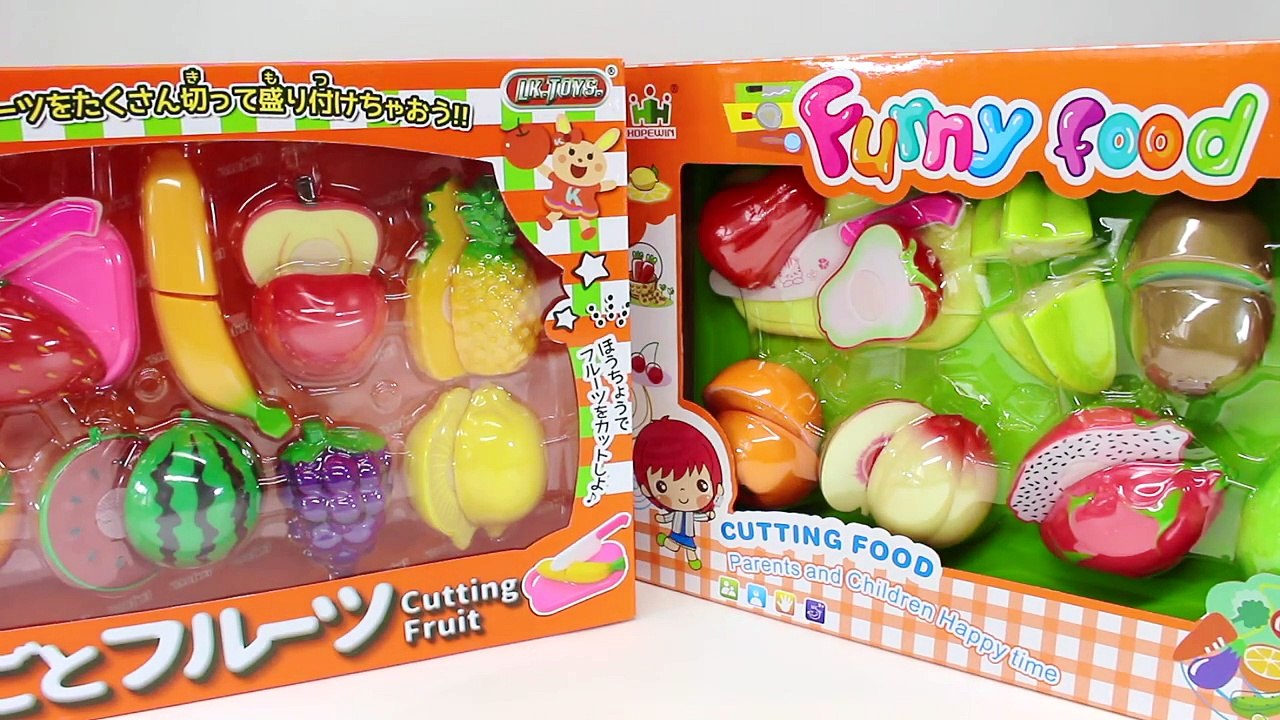 Learn Fruits and Tropical Fruits with plastic toy cutting fruits and vegetables