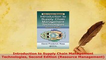 PDF  Introduction to Supply Chain Management Technologies Second Edition Resource Management  EBook