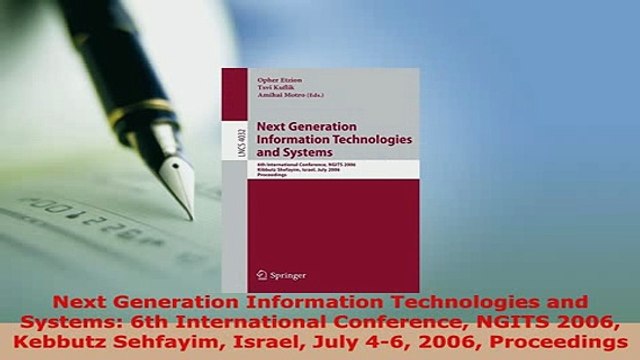 PDF Next Generation Information Technologies and Systems 6th International Conference NGITS Read Online