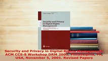 PDF  Security and Privacy in Digital Rights Management ACM CCS8 Workshop DRM 2001 Free Books