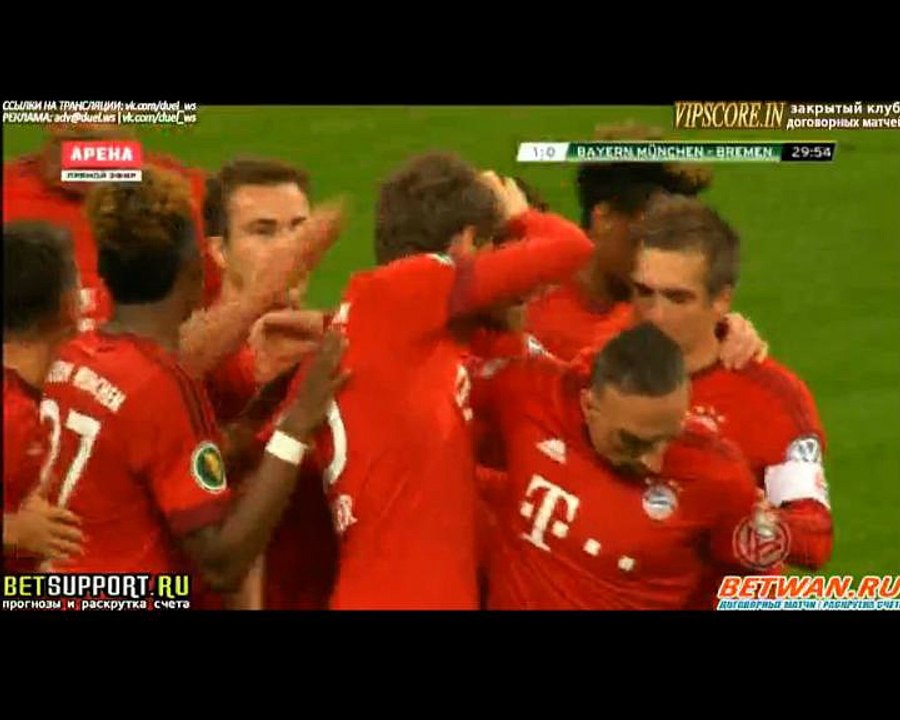 Goal Thomas Muller - Bayern Munich 1-0 Werder Bremen (19.04.2016) Germany - DFB Cup