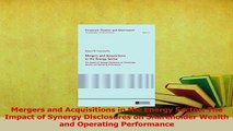 Read  Mergers and Acquisitions in the Energy Sector The Impact of Synergy Disclosures on Ebook Free