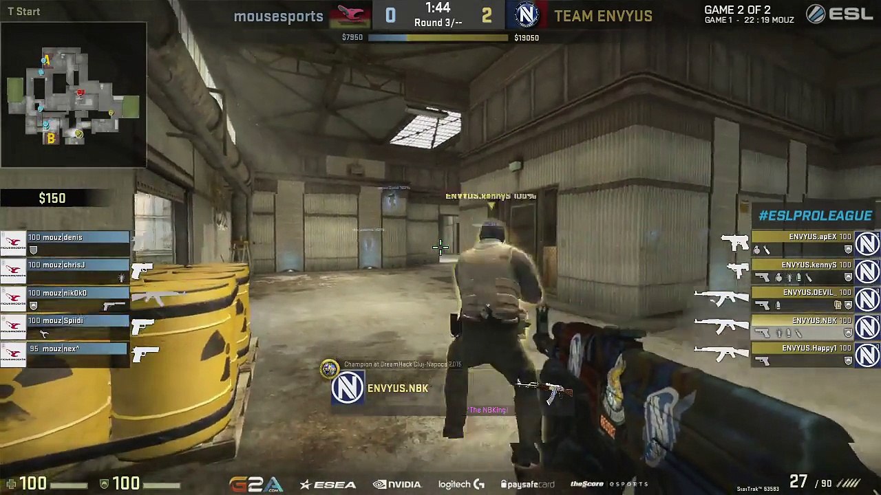 CS:GO EnVyUs vs Mousesports | ESL Pro League Season 3 | de_cache Part1