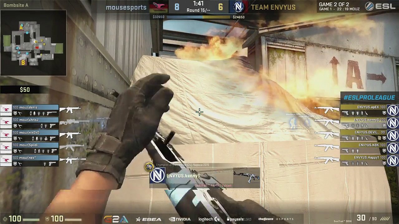 CS:GO EnVyUs vs Mousesports | ESL Pro League Season 3 | de_cache Part2