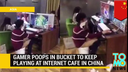 Man poops in bucket to keep playing game at Internet cafe in China