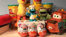 6 Surprise Eggs, 6 Kinder Surprise Eggs with Cookie Monster Big Bird and Oscar the Grouch