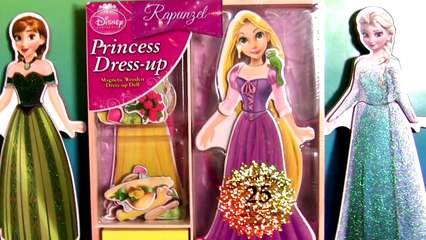 Download Video: Princess Dress-Up Party Rapunzel Elsa Anna Magnetic Fashion Dolls - Muñecas Magnéticas de madera