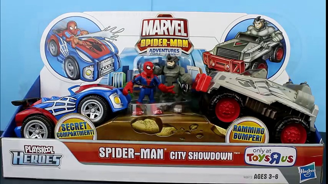 Marvel Spider-Man Adventures City Showdown Spiderman vs. Rhino crashing Cars Just4fun290