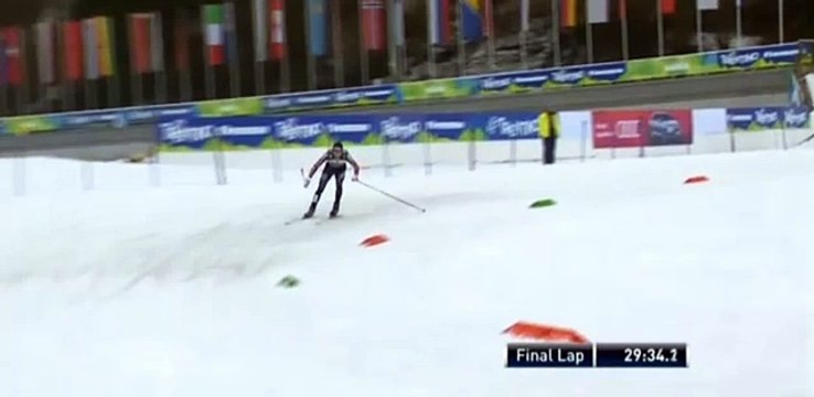 Супер финиш. Падение. Зимние виды спорта. Лыжное двоеборье