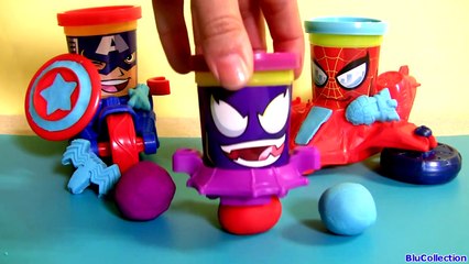 Play Doh Can Heads Captain America Spiderman Venom | Capitán América Hombre Araña juego