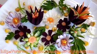 Цветы из свеклы. Украшения из овощей. Decoration Of Vegetables