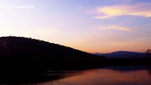 Stunning sunset over a lake with relaxing nature sounds