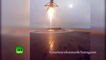 Falcon SpaceX rocket lands on droneship but falls & explodes