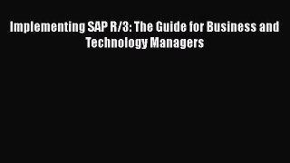 PDF Implementing SAP R/3: The Guide for Business and Technology Managers  EBook