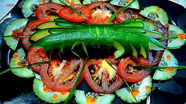 Краб из огурца! Crab cucumber. Украшения из огурца. Decoration of Cucumber. Украшения из овощей.