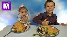 Бургер челлендж с шоколадом Свинка Пеппа и раками от Макса и Кати Burger Challenge