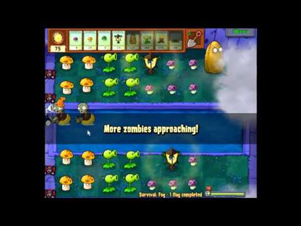 Plants Vs. Zombies Survival pool fog (3 flags completed)