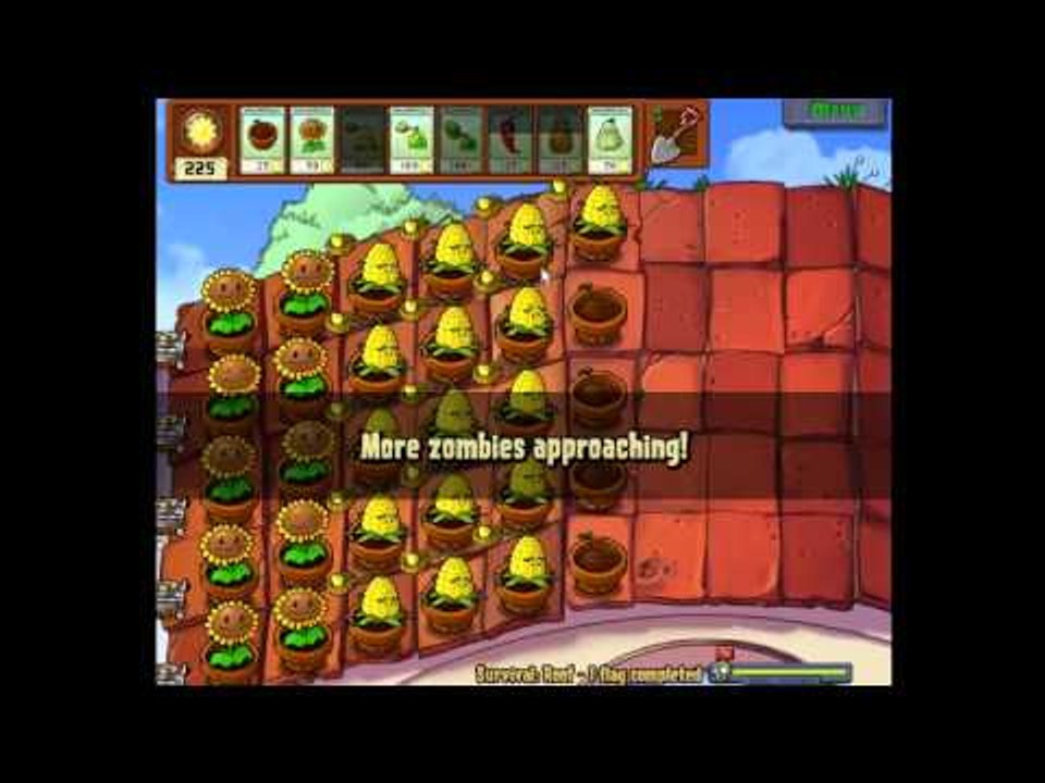 Plants Vs. Zombies Survival Roof(3 flags completed)
