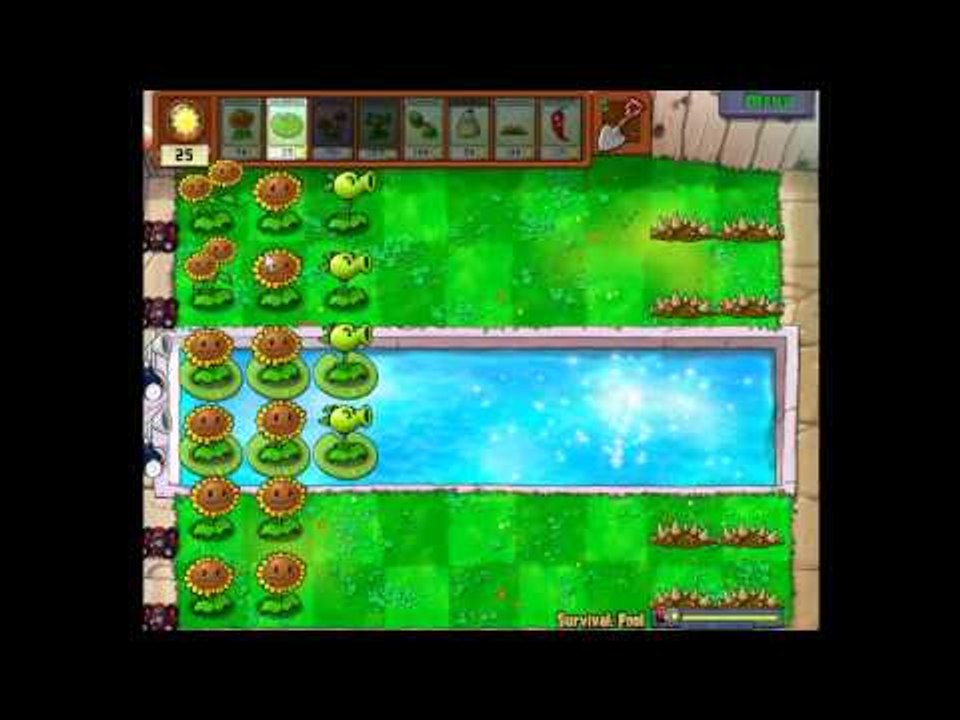 Plants Vs. Zombies Survival Pool Day (3 flags completed)
