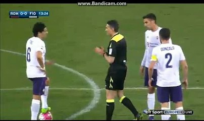 Horror faul by El Sharawy to Borja Valero - Roma vs Fiorentina 04.03.2016