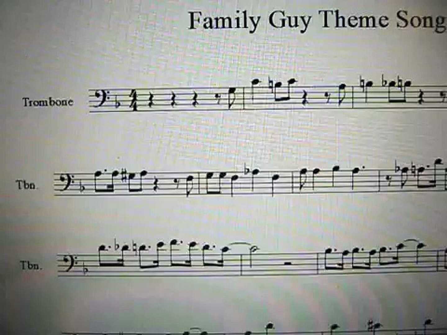 Family Guy Theme Song Sheet Music Trombone Video Dailymotion