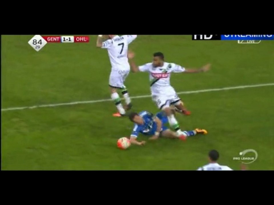 Red Card Rudy Riou - Gent 1-1 Oud-Heverlee (04.03.2016) Belgium - Pro League