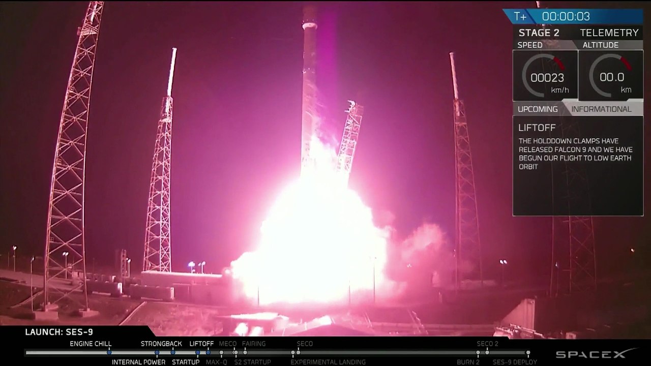 Launch & Landing of SpaceX Falcon 9 with SES-9