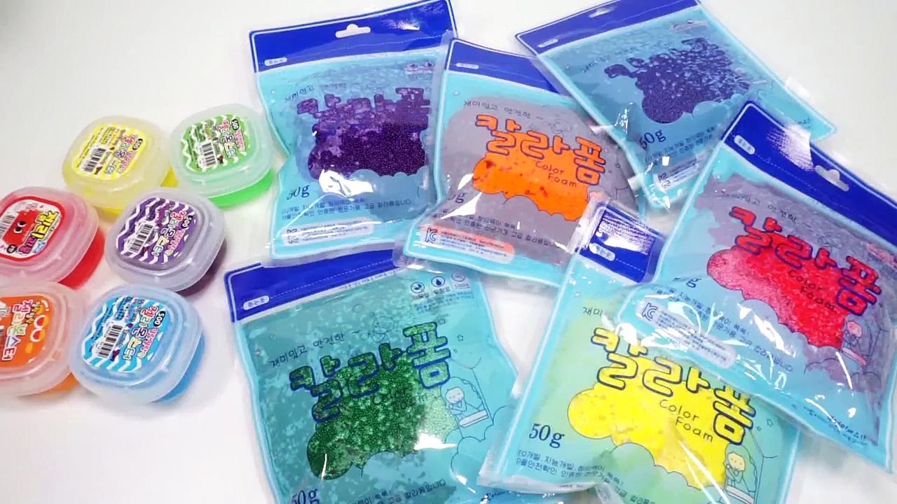 How To Make Colors Foam Clay Slime Toy DIY Rainbow Foam Slime Learn Color