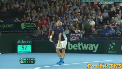 Kei Nishikori vs Daniel Evans ~ Highlights -- DAVIS CUP 2016