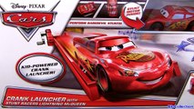 Cars 2 STUNT RACERS Crank Launcher With Red Metallic Lightning McQueen Disney Pixar car-toy review